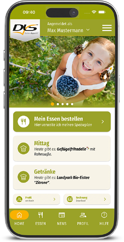 ein iPhone mit der DLS Webseite in mobiler Ansicht auf dem Bildschirm